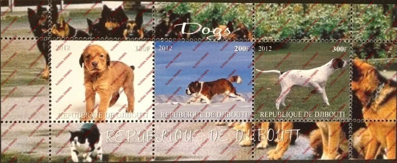 Djibouti 2012 Dogs Illegal Stamp Souvenir Sheet of 3