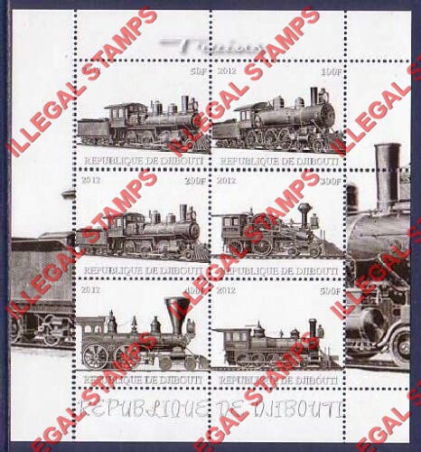 Djibouti 2012 Trains Illegal Stamp Sheetlets of 6 (Part 2)