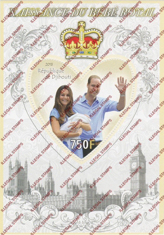 Djibouti 2013 Birth of the Royal Baby Prince George Illegal Stamp Souvenir Sheet of 1