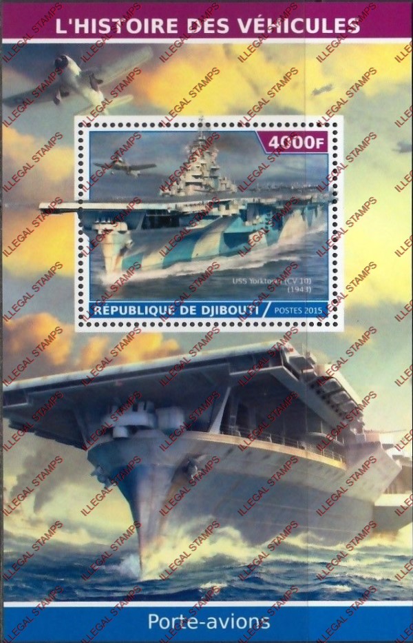 Djibouti 2015 Aircraft Carriers Illegal Stamp Souvenir Sheet of 1