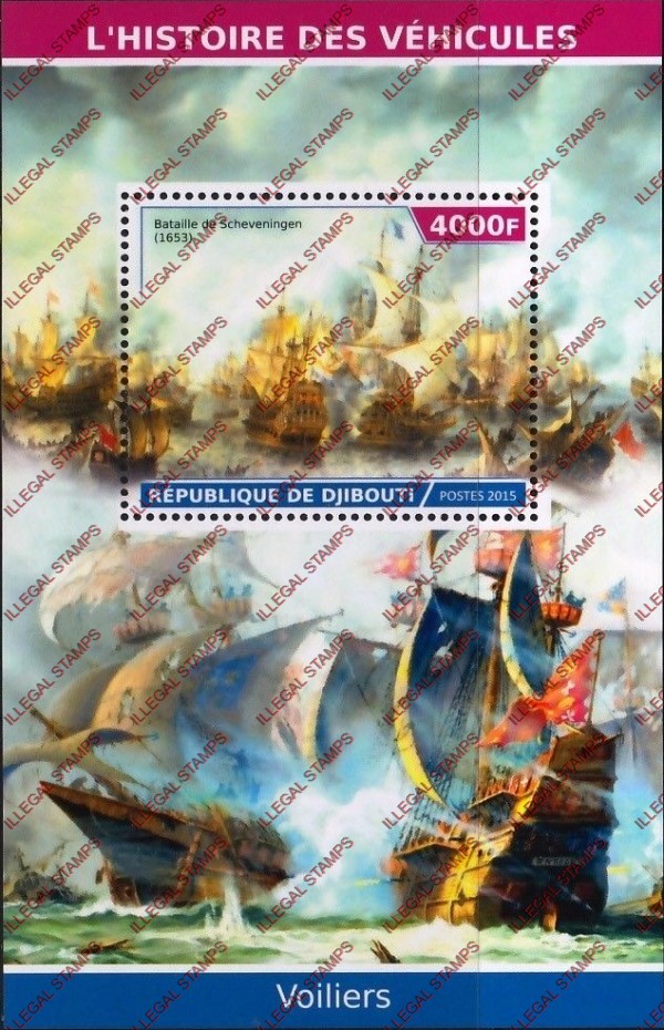 Djibouti 2015 Battle Ships (classic) Illegal Stamp Souvenir Sheet of 1