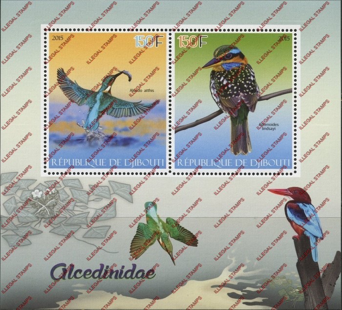 Djibouti 2015 Birds Illegal Stamp Souvenir Sheet of 2