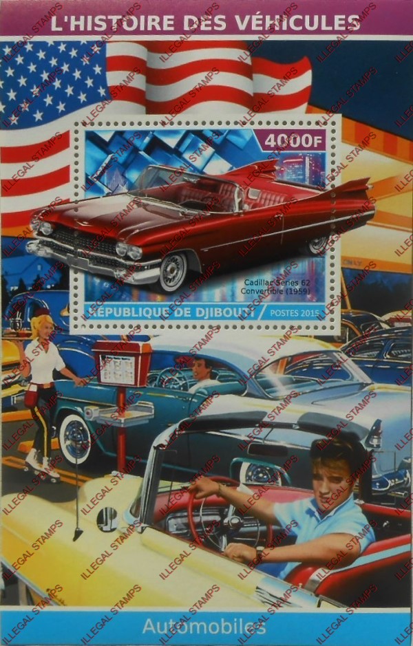 Djibouti 2015 Cars (1950's) Illegal Stamp Souvenir Sheet of 1
