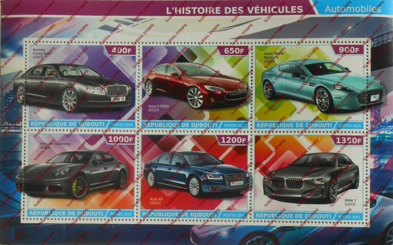 Djibouti 2015 Cars (2015) Illegal Stamp Sheetlet of 6