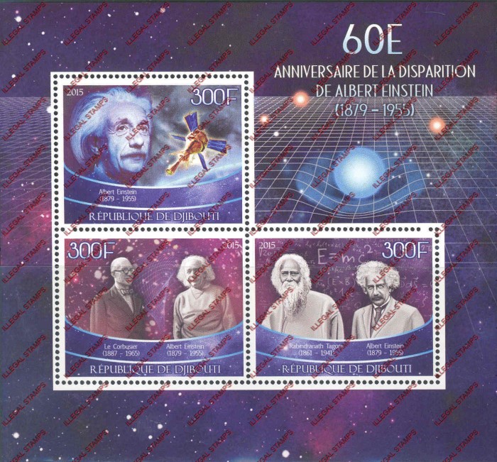 Djibouti 2015 Albert Einstein Illegal Stamp Souvenir Sheet of 3
