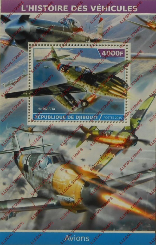 Djibouti 2015 Fighter Planes (mid-century) Illegal Stamp Souvenir Sheet of 1