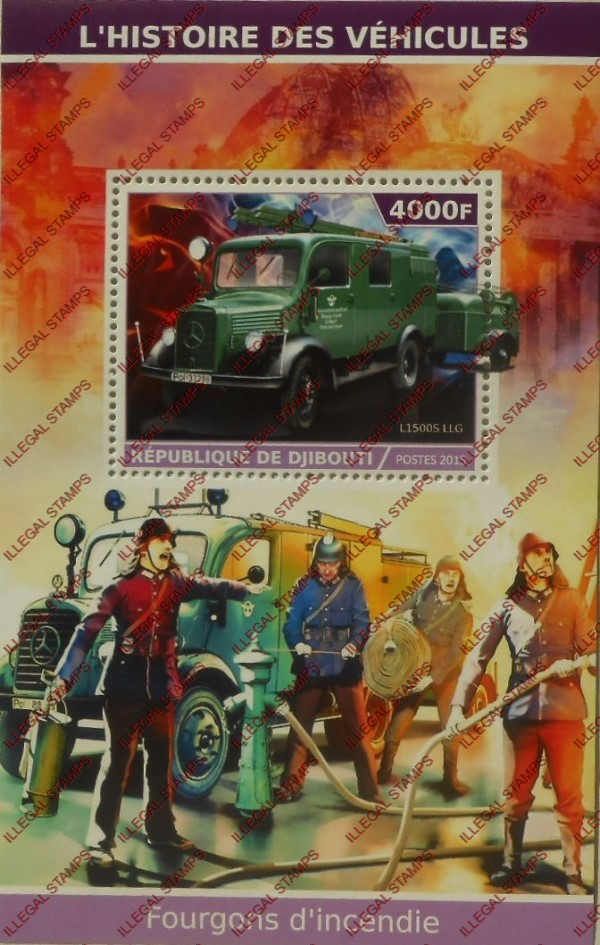 Djibouti 2015 Fire Trucks (classic) Illegal Stamp Souvenir Sheet of 1