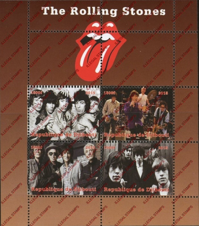 Djibouti 2015 The Rolling Stones Illegal Stamp Souvenir Sheet of 4