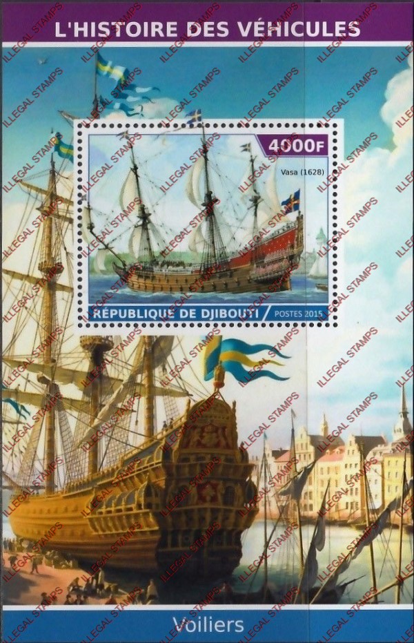 Djibouti 2015 Ships (classic) Illegal Stamp Souvenir Sheet of 1