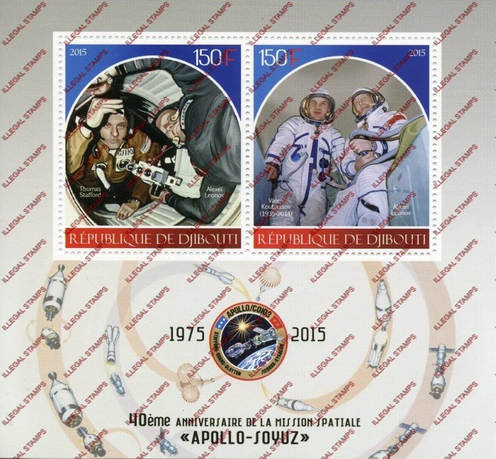 Djibouti 2015 Space Apollo-Soyuz Illegal Stamp Souvenir Sheet of 2