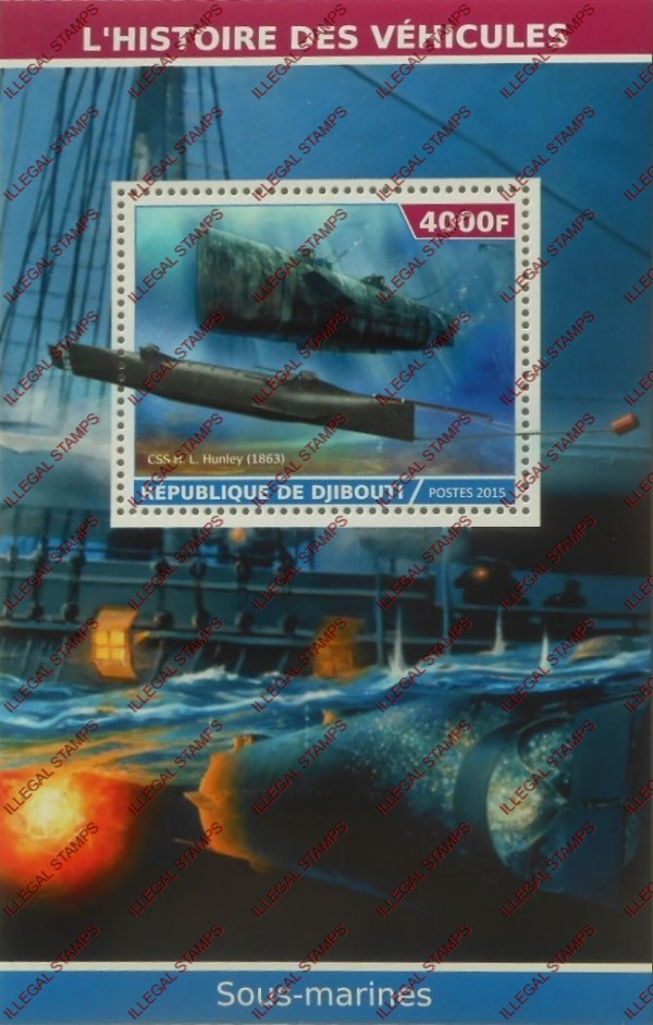 Djibouti 2015 Submarines (classic) Illegal Stamp Souvenir Sheet of 1