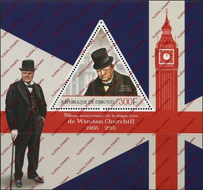 Djibouti 2015 Winston Churchill Illegal Stamp Souvenir Sheet of 1