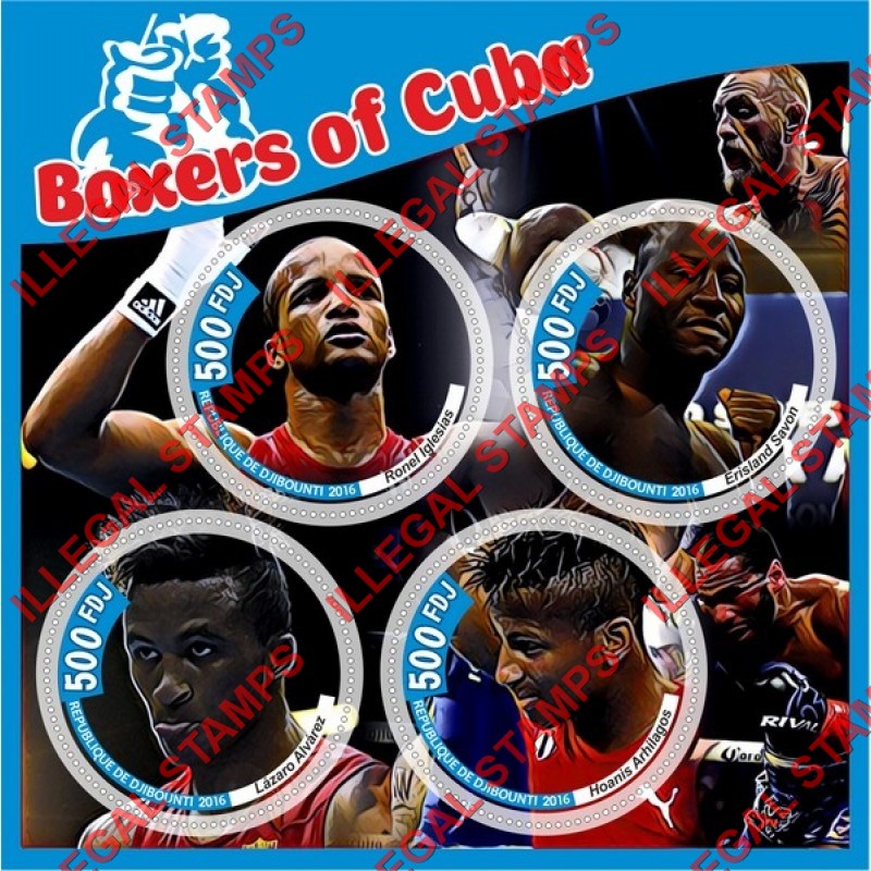 Djibouti 2016 Boxers of Cuba Illegal Stamp Souvenir Sheet of 4