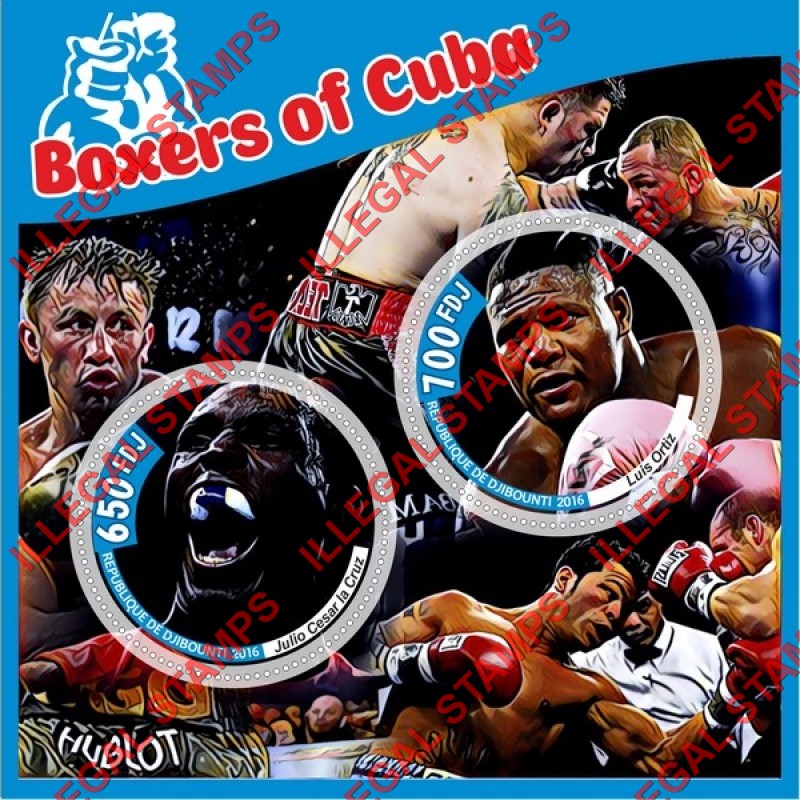 Djibouti 2016 Boxers of Cuba Illegal Stamp Souvenir Sheet of 2