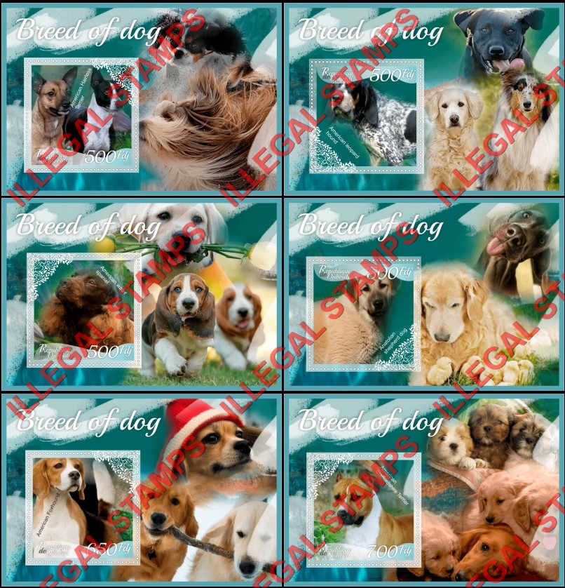 Djibouti 2016 Dogs Illegal Stamp Souvenir Sheets of 1