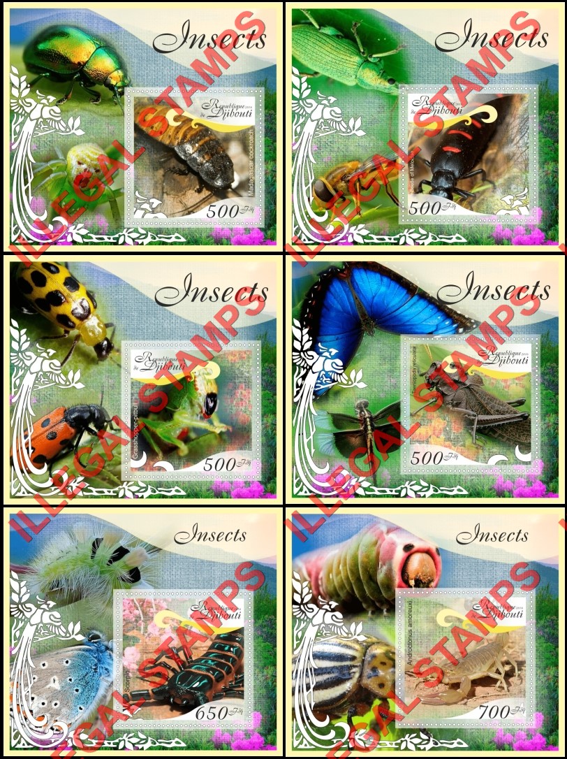 Djibouti 2016 Insects Illegal Stamp Souvenir Sheets of 1