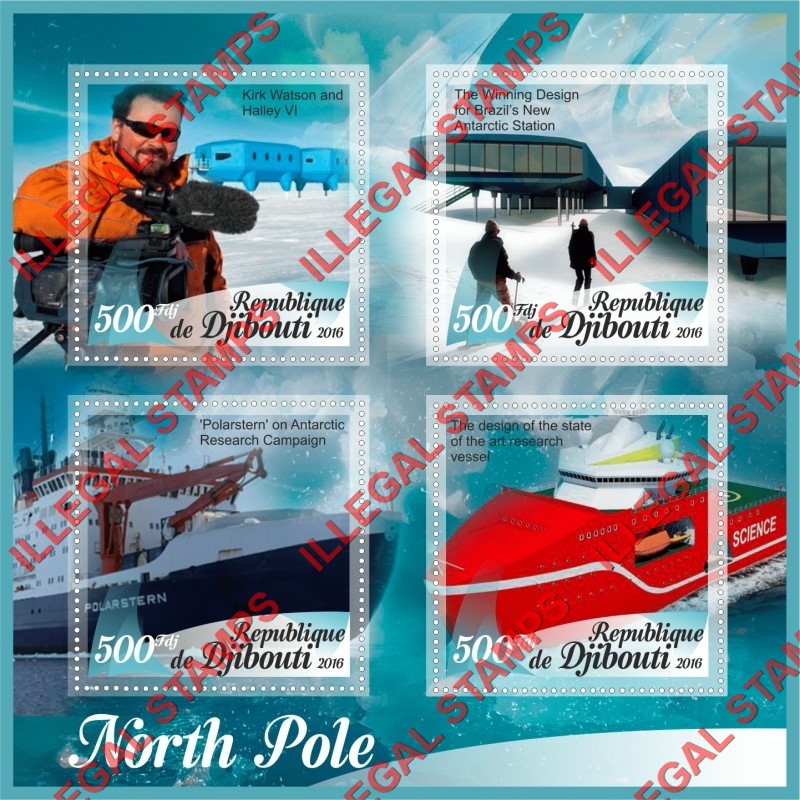 Djibouti 2016 North Pole Illegal Stamp Souvenir Sheet of 4