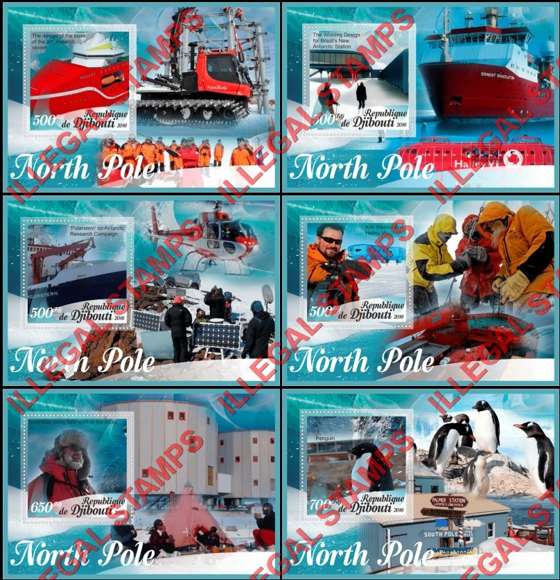 Djibouti 2016 North Pole Illegal Stamp Souvenir Sheets of 1