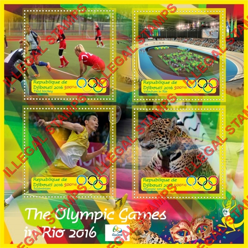 Djibouti 2016 Olympic Games in Rio Illegal Stamp Souvenir Sheet of 4