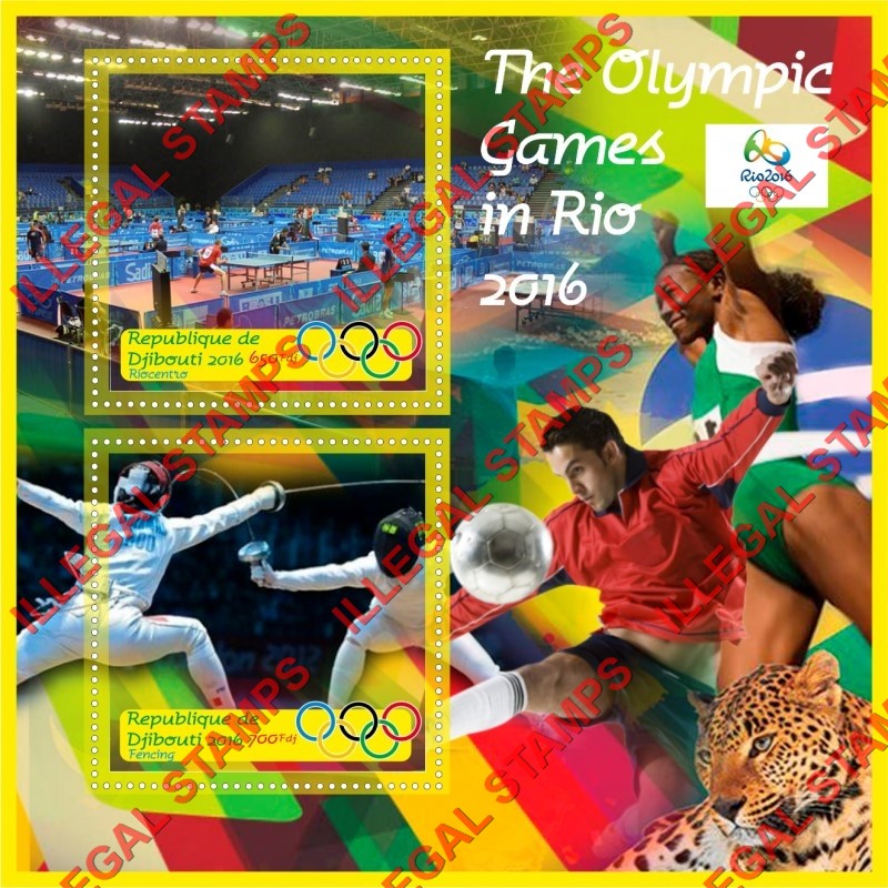 Djibouti 2016 Olympic Games in Rio Illegal Stamp Souvenir Sheet of 2