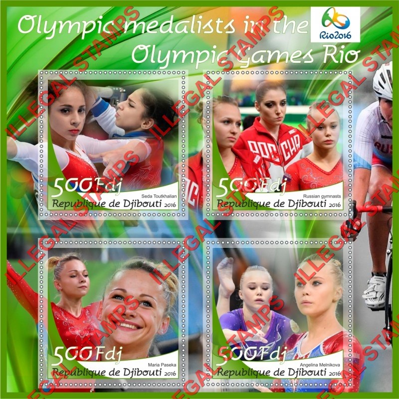 Djibouti 2016 Olympic Medalists in Rio Illegal Stamp Souvenir Sheet of 4