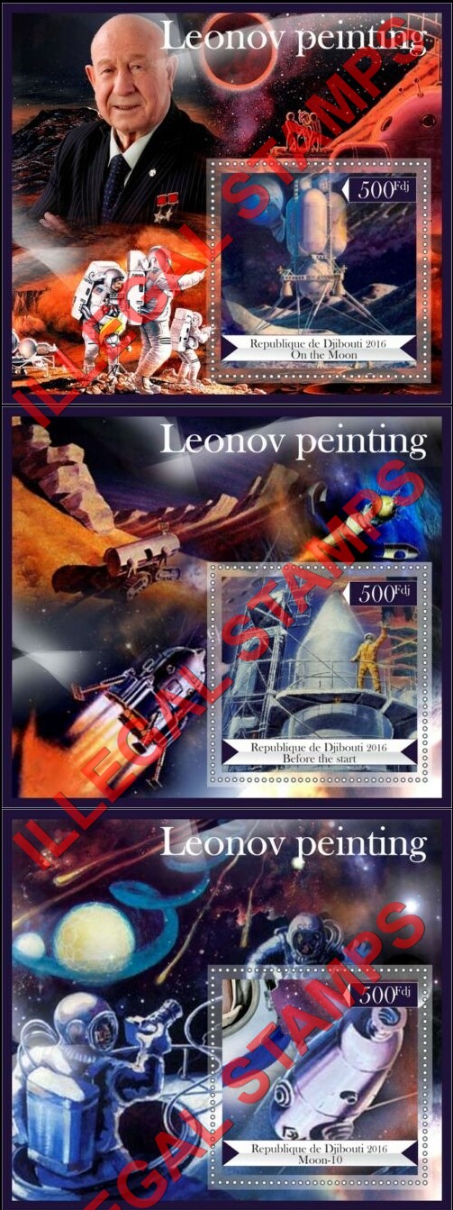 Djibouti 2016 Space Leonov Paintings Illegal Stamp Souvenir Sheets of 1 (Part 1)