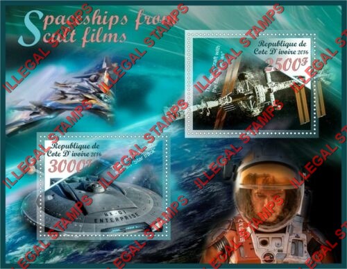Djibouti 2016 Spaceships From Cult Films Illegal Stamp Souvenir Sheet of 2