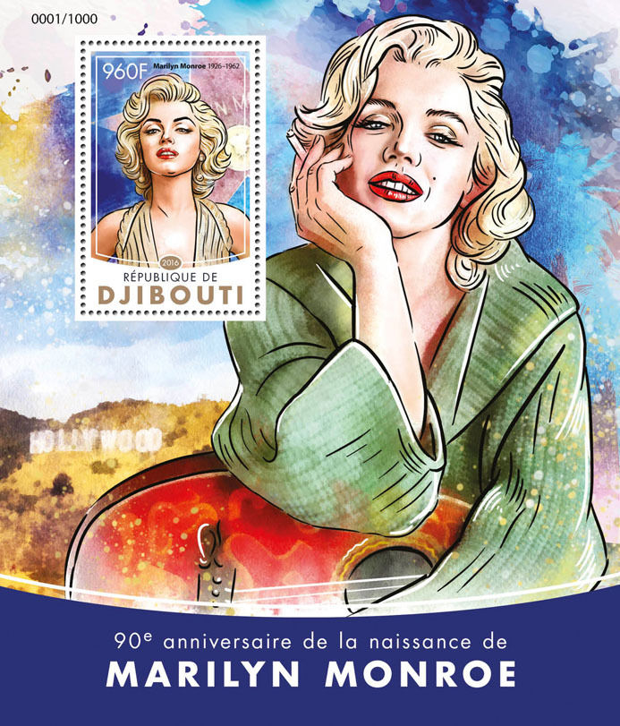 Djibouti 2016 Marilyn Monroe Stamperija Stamp Souvenir Sheet of 1