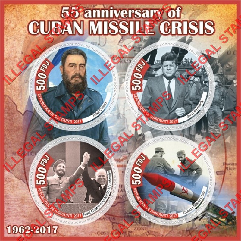 Djibouti 2017 Cuban Missile Crisis Illegal Stamp Souvenir Sheet of 4