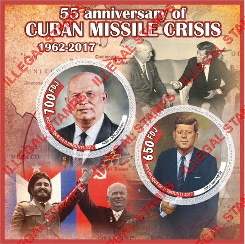 Djibouti 2017 Cuban Missile Crisis Illegal Stamp Souvenir Sheet of 2