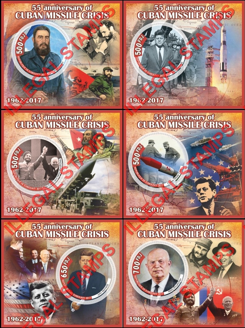 Djibouti 2017 Cuban Missile Crisis Illegal Stamp Souvenir Sheets of 1