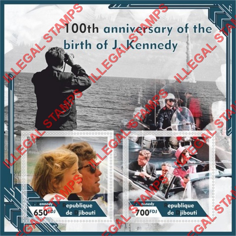 Djibouti 2017 John F. Kennedy Illegal Stamp Souvenir Sheet of 2