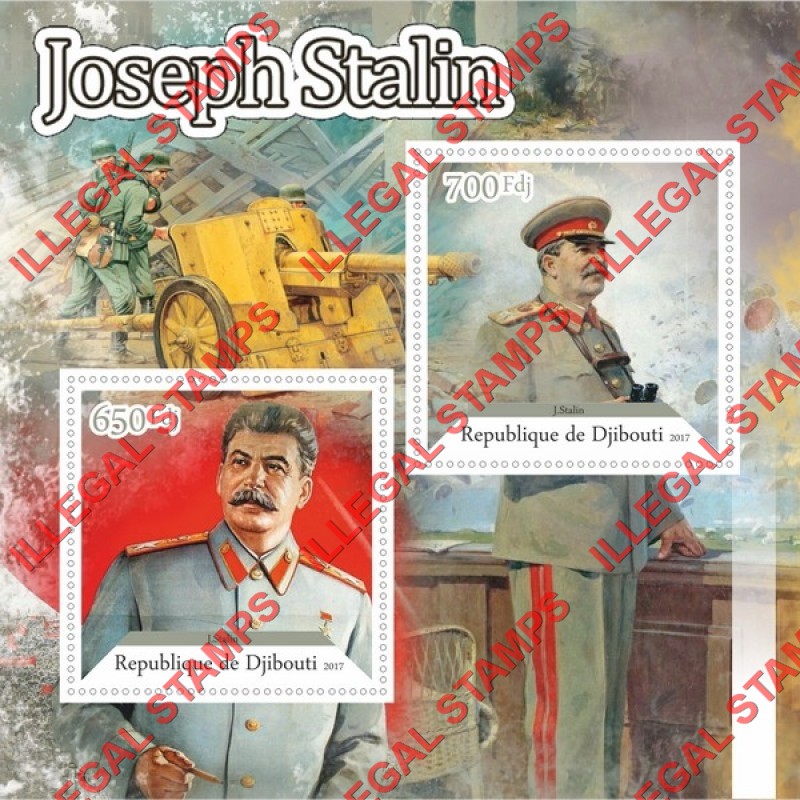 Djibouti 2017 Joseph Stalin (different) Illegal Stamp Souvenir Sheet of 2