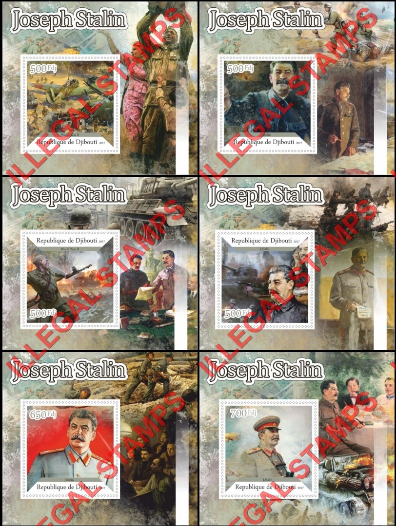 Djibouti 2017 Joseph Stalin (different) Illegal Stamp Souvenir Sheets of 1
