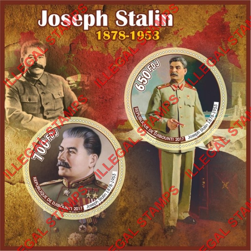 Djibouti 2017 Joseph Stalin Illegal Stamp Souvenir Sheet of 2