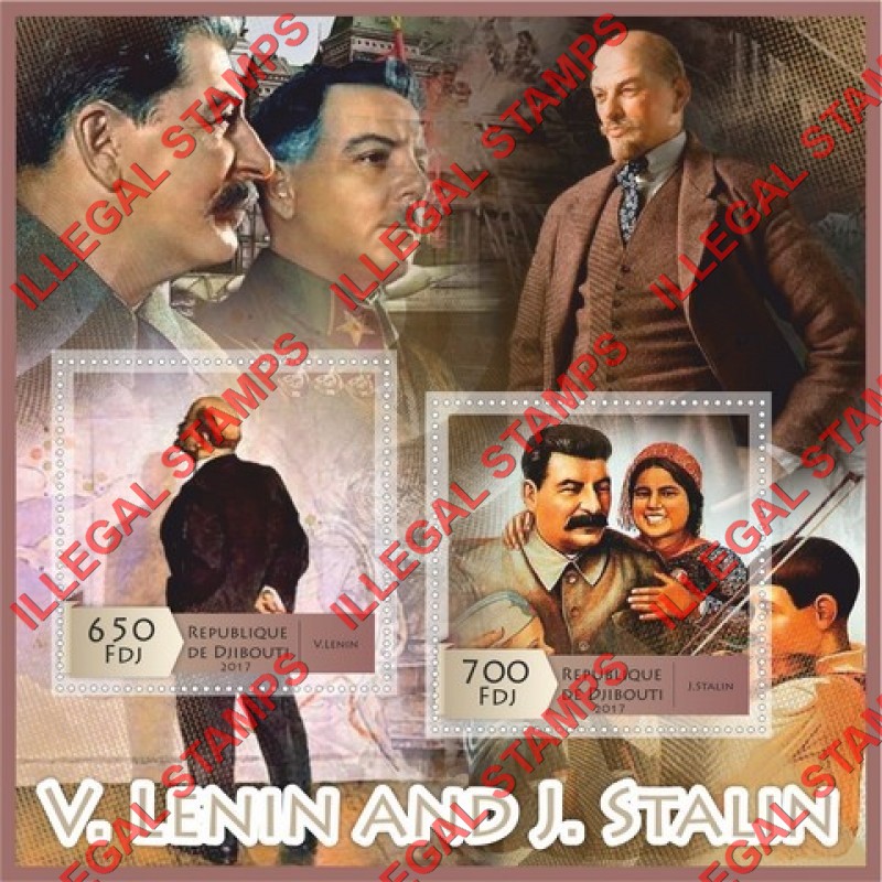 Djibouti 2017 Lenin and Stalin Illegal Stamp Souvenir Sheet of 2