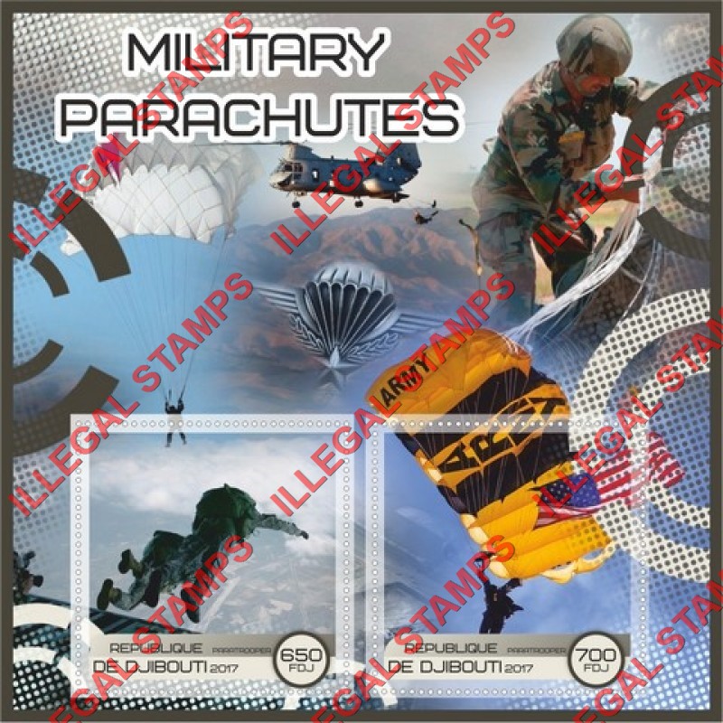 Djibouti 2017 Military Parachutes (different) Illegal Stamp Souvenir Sheet of 2