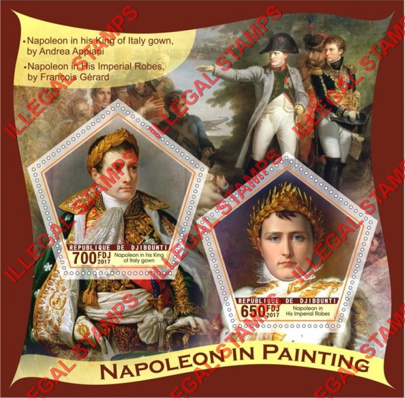 Djibouti 2017 Napoleon Bonaparte Paintings Illegal Stamp Souvenir Sheet of 2