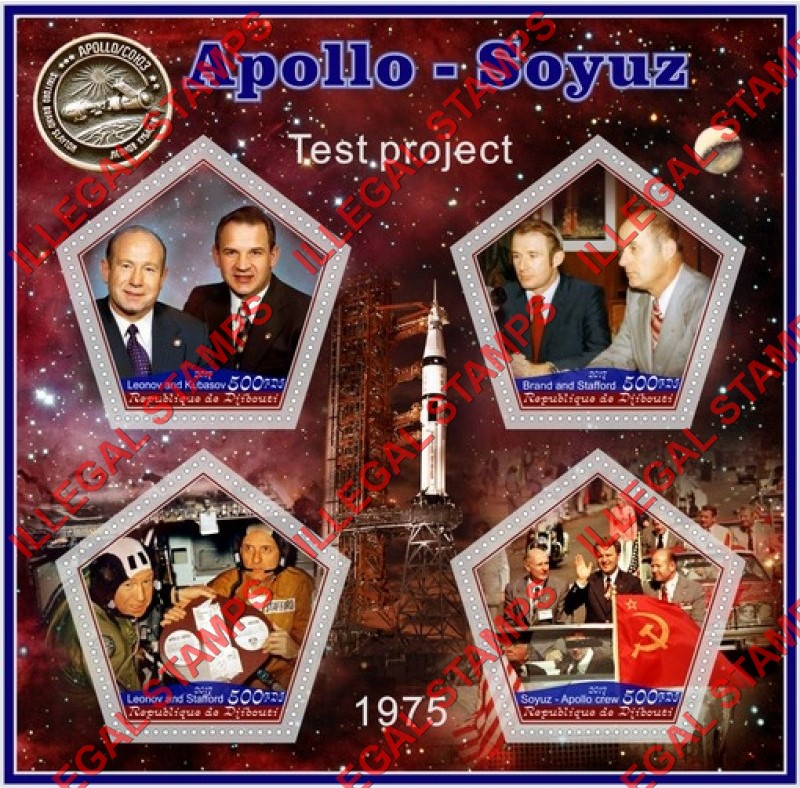 Djibouti 2017 Space Apollo Soyuz Test Project Illegal Stamp Souvenir Sheet of 4