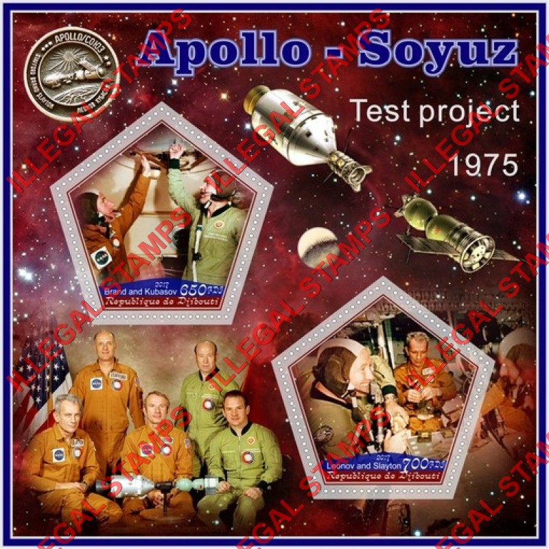 Djibouti 2017 Space Apollo Soyuz Test Project Illegal Stamp Souvenir Sheet of 2