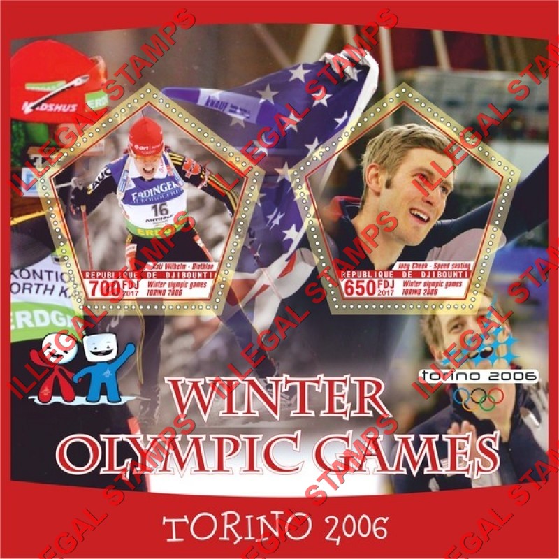 Djibouti 2017 Winter Olympic Games in Torino 2006 Illegal Stamp Souvenir Sheet of 2