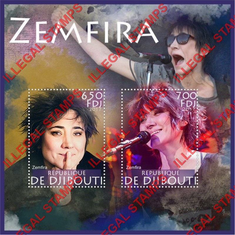 Djibouti 2017 Zemfira Illegal Stamp Souvenir Sheet of 2