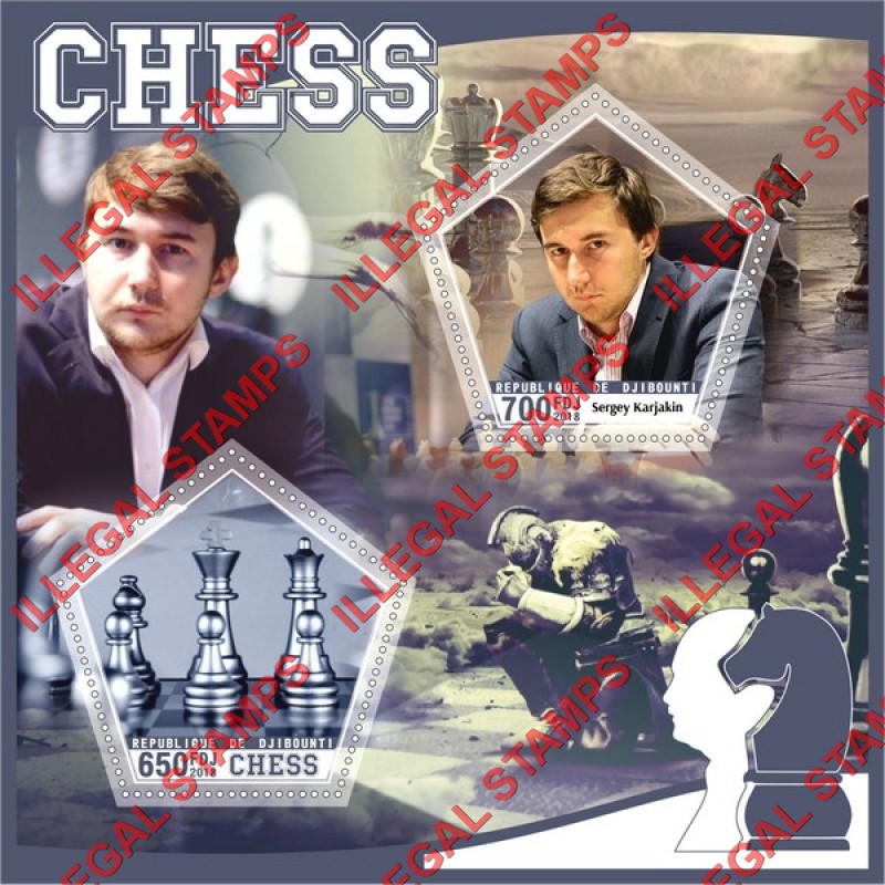 Djibouti 2018 Chess Illegal Stamp Souvenir Sheet of 2