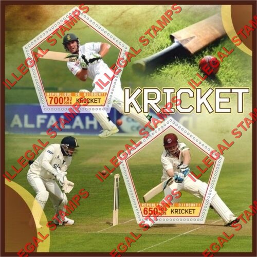 Djibouti 2018 Cricket Players (spelled Kricket) Illegal Stamp Souvenir Sheet of 2