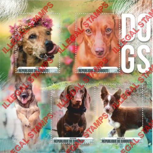 Djibouti 2018 Dogs Illegal Stamp Souvenir Sheet of 4