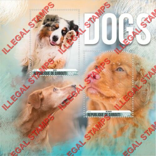 Djibouti 2018 Dogs Illegal Stamp Souvenir Sheet of 2