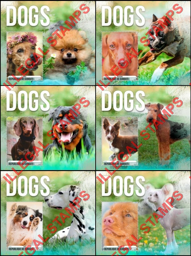 Djibouti 2018 Dogs Illegal Stamp Souvenir Sheets of 1