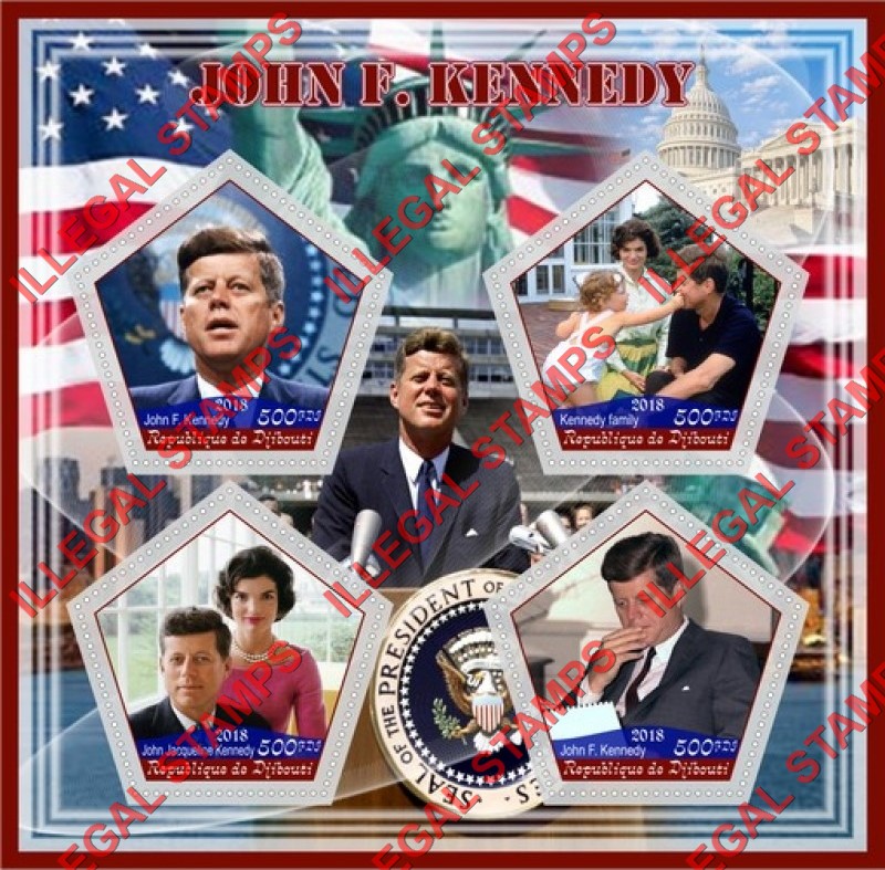 Djibouti 2018 John F. Kennedy (different a) Illegal Stamp Souvenir Sheet of 4