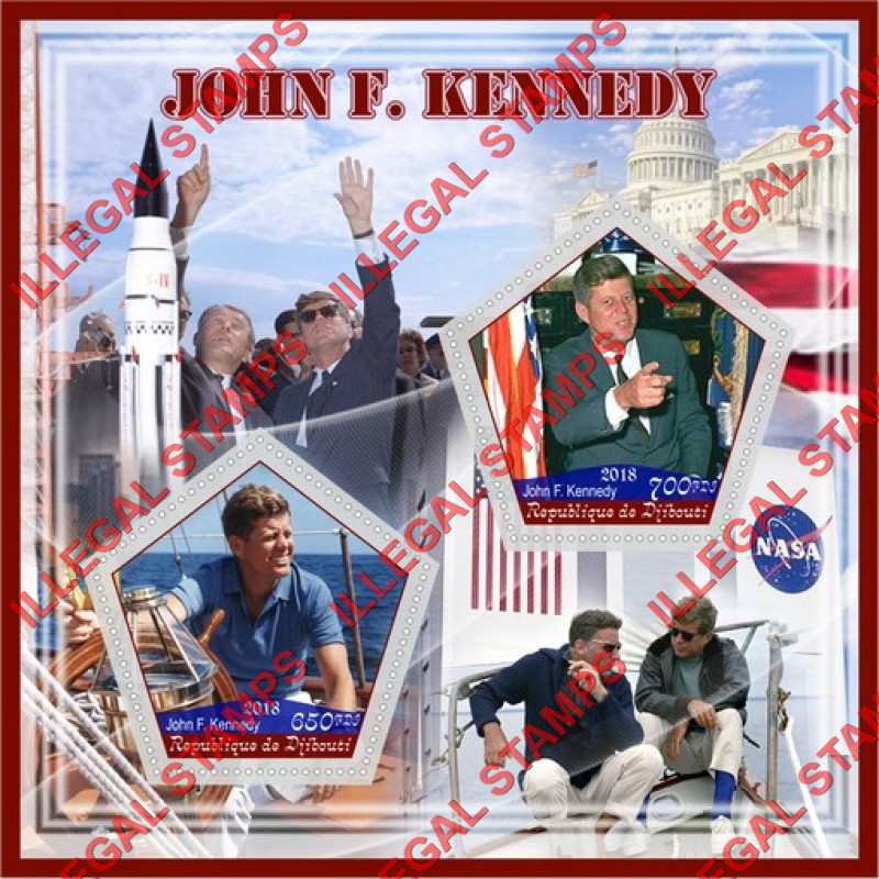 Djibouti 2018 John F. Kennedy (different a) Illegal Stamp Souvenir Sheet of 2