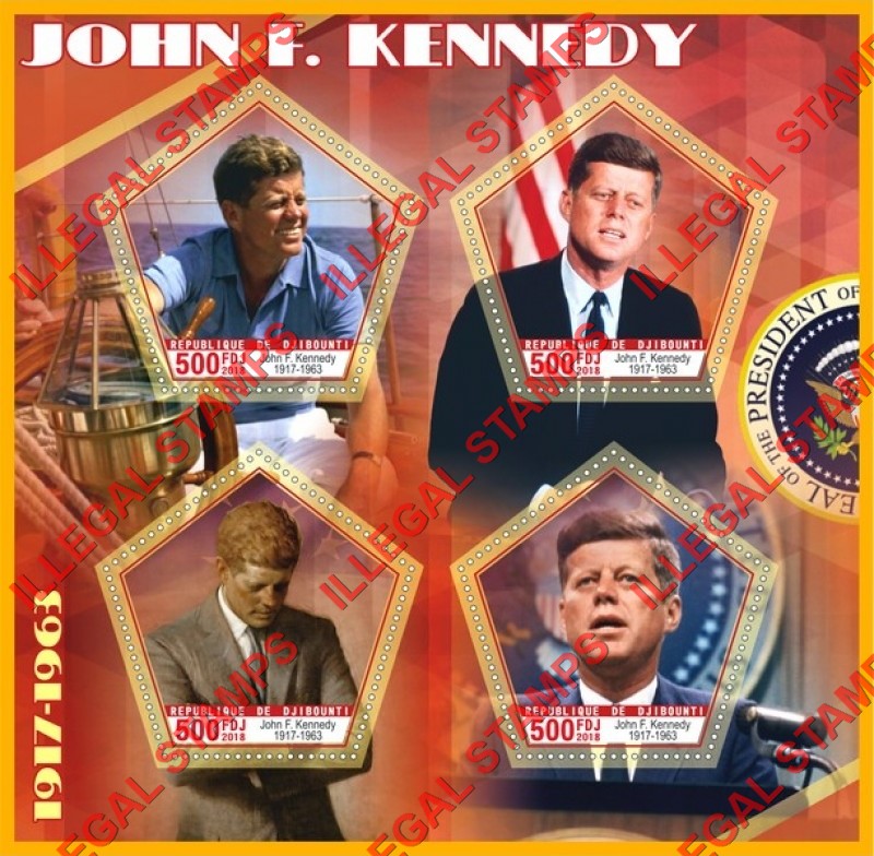 Djibouti 2018 John F. Kennedy (different) Illegal Stamp Souvenir Sheet of 4